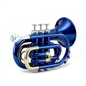 Sky Band Approved Blue Lacquer Plated Brass Bb Pocket Trumpet