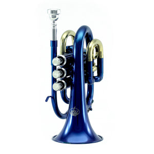 Sky Band Approved Blue Lacquer Plated Brass Bb Pocket Trumpet