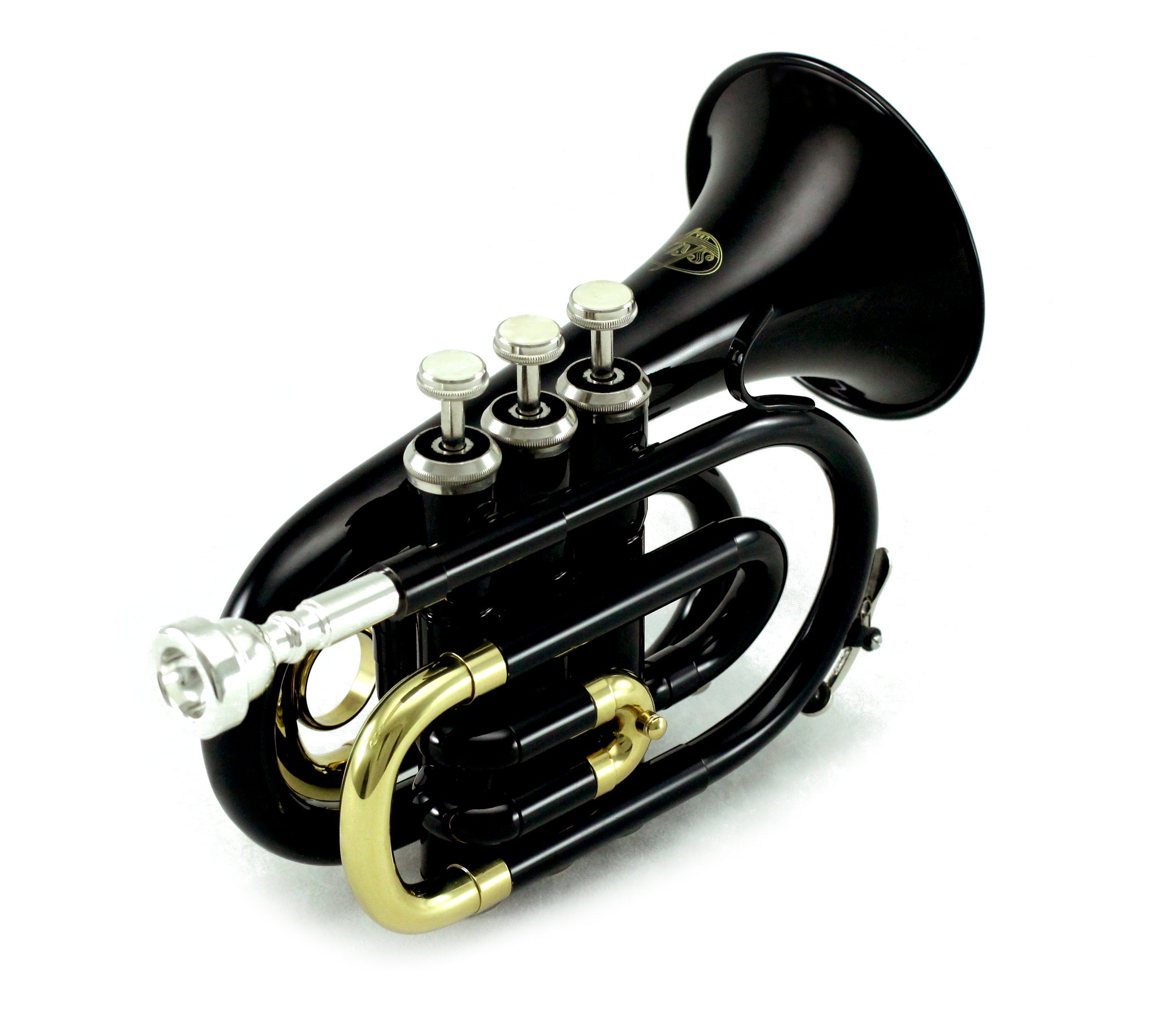 Sky Band Approved Black Lacquer Plated Brass Bb Pocket Trumpet - Rosa  Musical Instrument