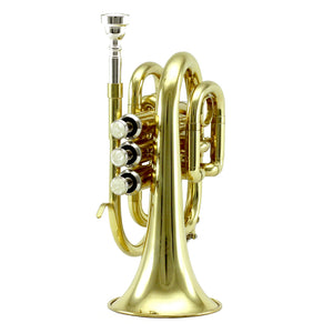 Sky Band Approved Gold Lacquer Plated Brass Bb Pocket Trumpet