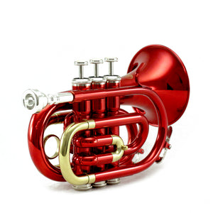 Sky Band Approved Red Lacquer Plated Brass Bb Pocket Trumpet