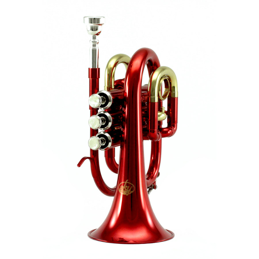 Sky Band Approved Red Lacquer Plated Brass Bb Pocket Trumpet