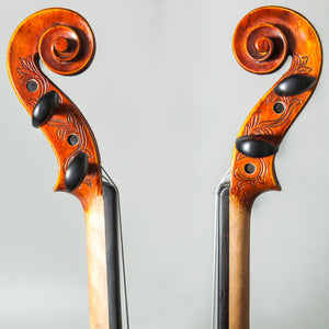 Beautiful Hand Carved Pattern Violin 4/4 Open Clear Tone Two Piece Maple Back
