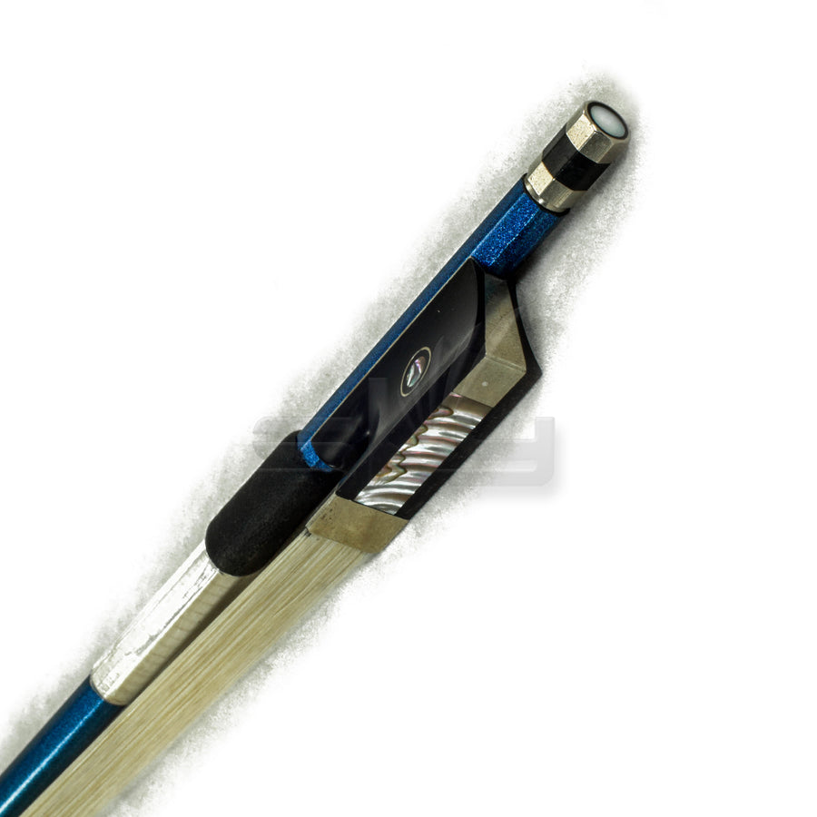 SKY 4/4 Violin Bow Satin Carbon Fiber Round Stick Double Pearl Eye Frog - Blue