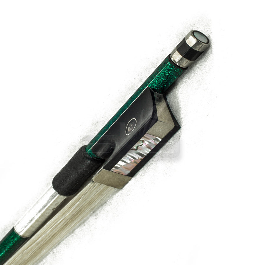 SKY 4/4 Violin Bow Satin Carbon Fiber Round Stick Double Pearl Eye Frog - Green