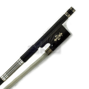 SKY 4/4 Violin Bow Satin Patterned Carbon Fiber Round Stick Silver Fleur De Lys Frog