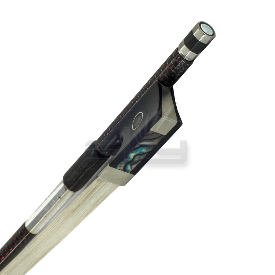 SKY 4/4 Violin Bow Red Silver Inlaid Patterned Carbon Fiber Round Double Pearl Eye Frog