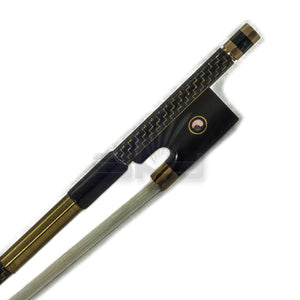 SKY 4/4 Violin Bow Gold Silver Inlaid Patterned Carbon Fiber Round Stick Double Pearl Eye