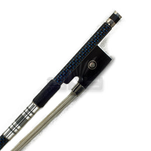 SKY 4/4 Violin Bow Blue Silver Inlaid Patterned Carbon Fiber Round Stick Double Pearl Eye Frog