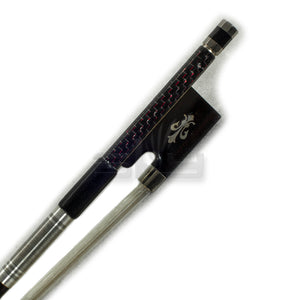 SKY 4/4 Violin Bow Red Silver Inlaid Patterned Carbon Fiber with Fleur De Lys Frog