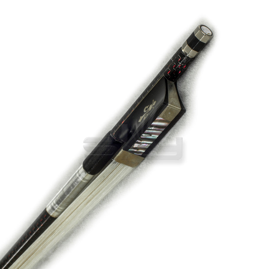 SKY 4/4 Violin Bow Red Silver Inlaid Patterned Carbon Fiber with Fleur De Lys Frog