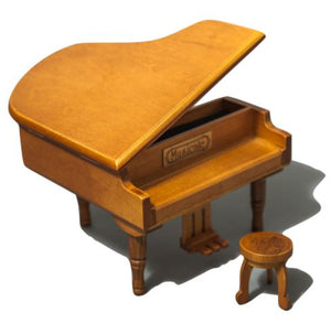 SKY Mini Cute Wood Piano Music Box with Delicate Bench Castle in the Sky Song