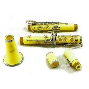 SKY Yellow ABS Student Bb Clarinet with Case, Mouthpiece, 11 Reeds, Care kit and more