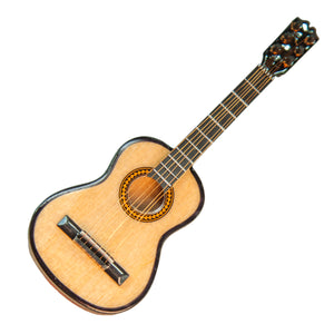 Sky Mini Guitar Classic Natural Finish Acoustic Miniature Guitar with Display Stand Case 4 Inches