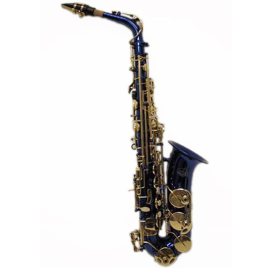 Sky E Flat Lacquer Alto Saxophone with F# Key, Case and 10 Reeds, Blue