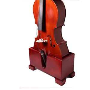 Paititi Premium Cello Burgundy Solid Wood Stand Velvet Plush Cushions 4/4 Full Size