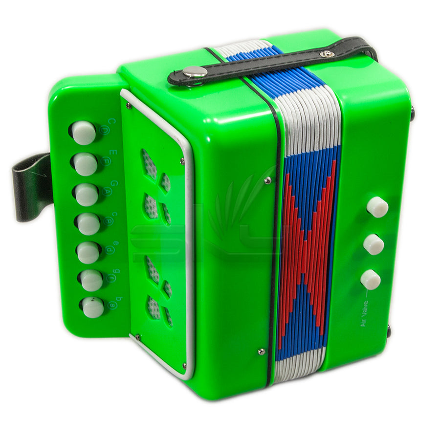 SKY Accordion Bright Green Color 7 Button 2 Bass Kid Music Instrument