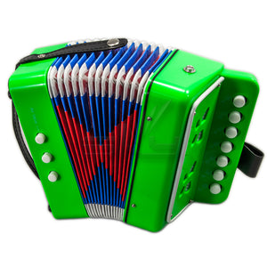 SKY Accordion Bright Green Color 7 Button 2 Bass Kid Music Instrument