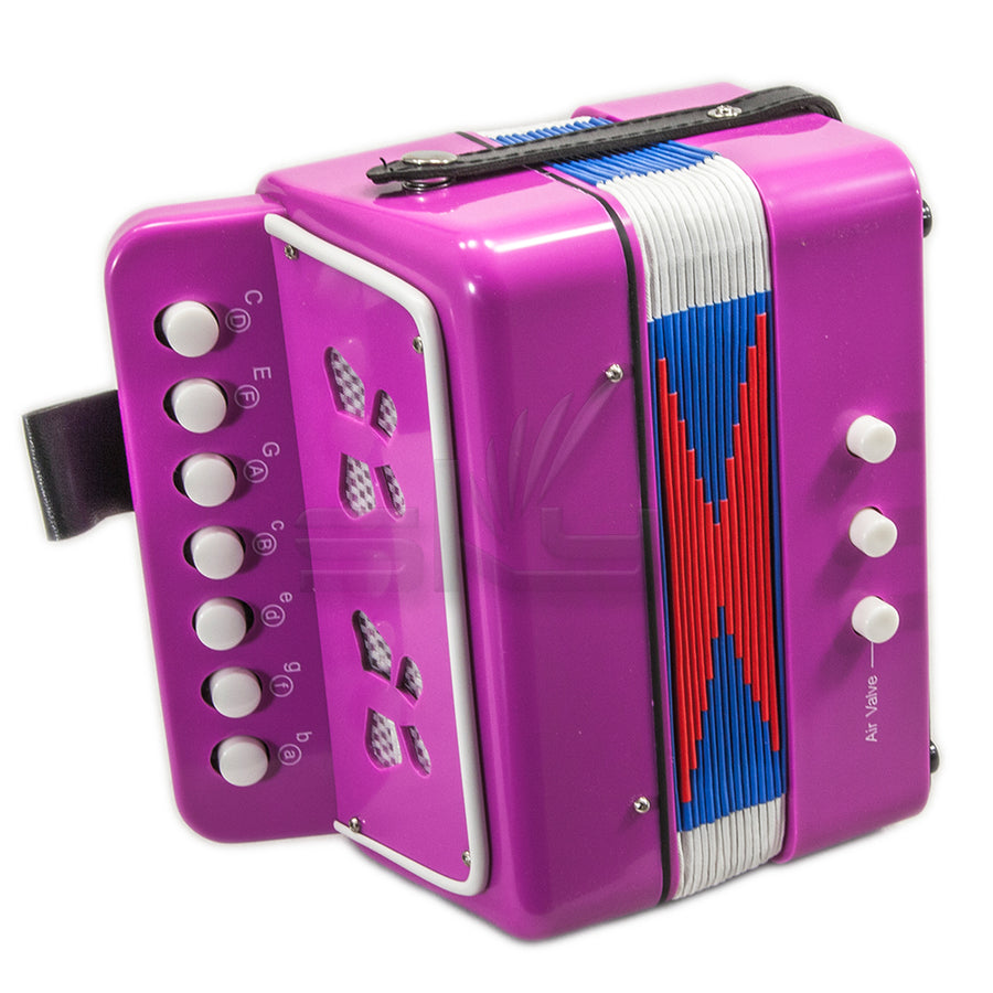 SKY Accordion Hot Pink Color 7 Button 2 Bass Kid Music Instrument