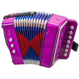 SKY Accordion Hot Pink Color 7 Button 2 Bass Kid Music Instrument