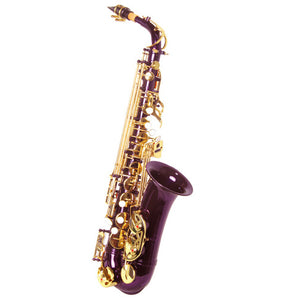 Sky E Flat Lacquer Alto Saxophone with F# Key, Case and 10 Reeds, Purple