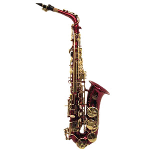 Sky E Flat Lacquer Alto Saxophone with F# Key, Case and 10 Reeds, Red