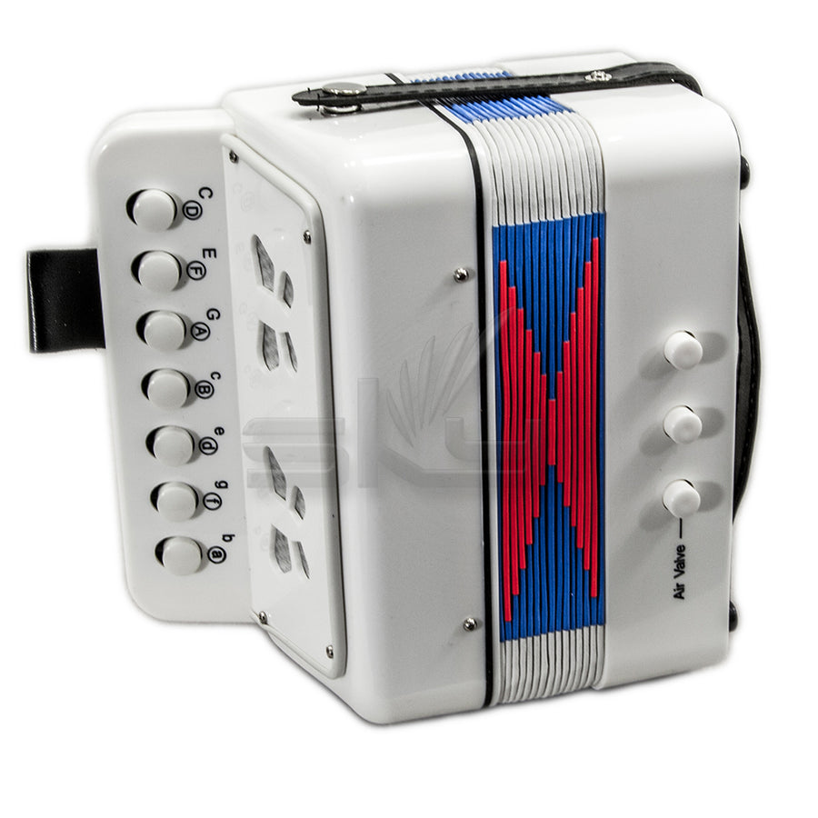 SKY Accordion Pure White Color 7 Button 2 Bass Kid Music Instrument