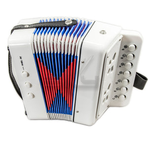 SKY Accordion Pure White Color 7 Button 2 Bass Kid Music Instrument